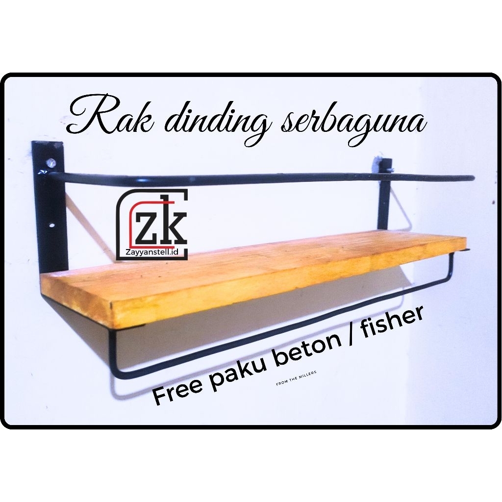 Rak dinding dapur industrial / Rak kayu besi sebaguna / Rak bumbu / Rak gantung minimalis
