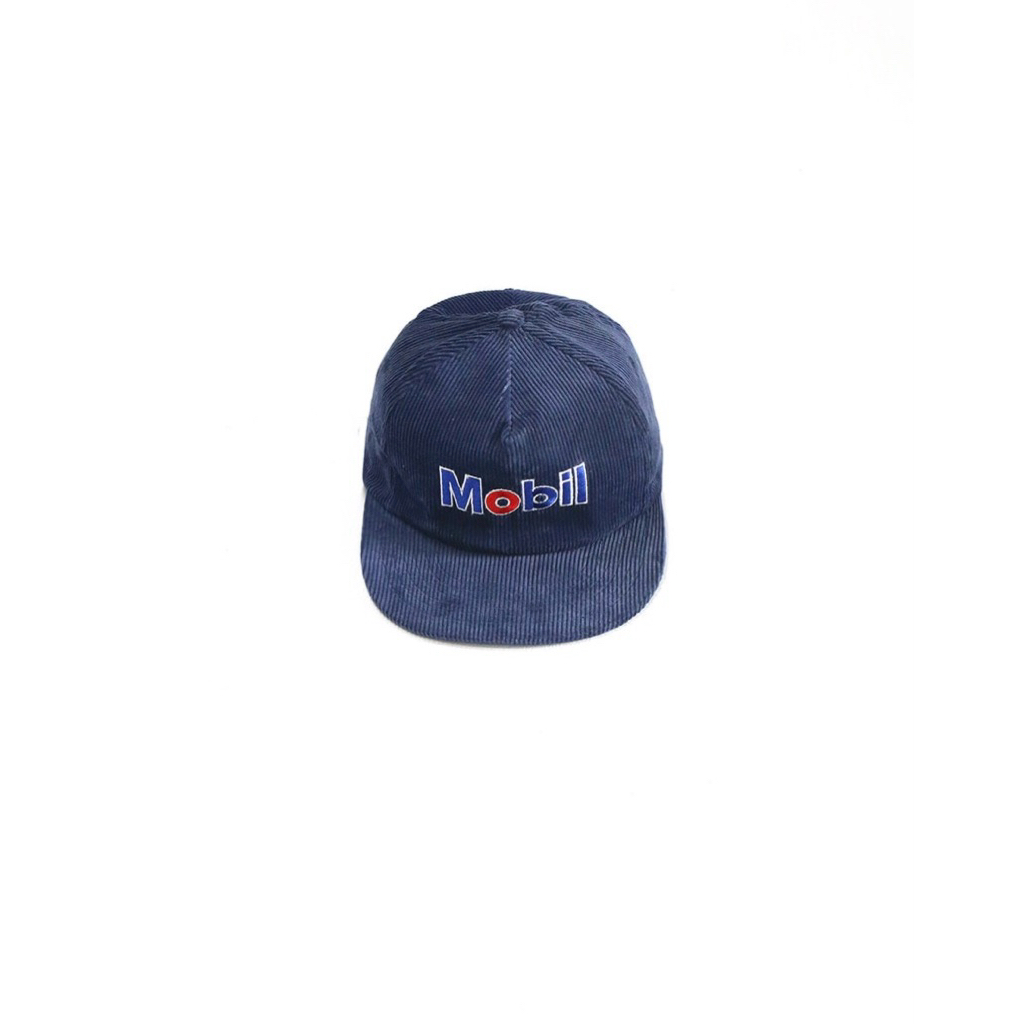 MY VINTAGE BALL CAP  90's Vintage Mobil Corduroy Snapback Cap / Navy