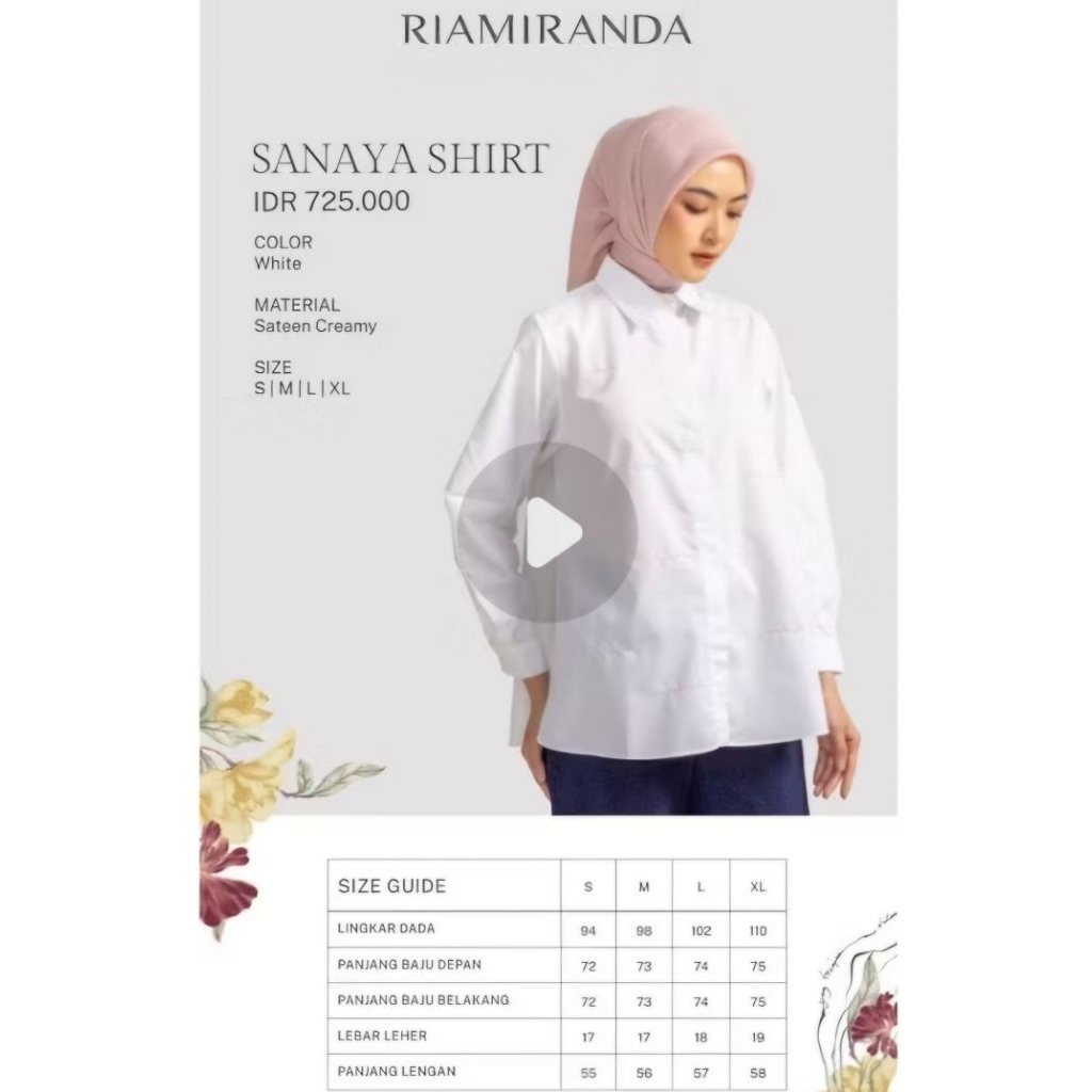 sanaya shirt rm ria miranda kemeja putih monogram new siz m