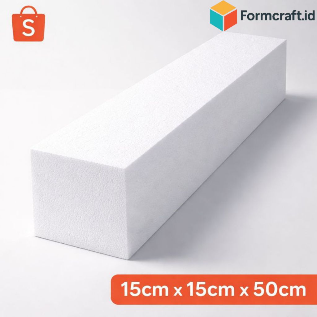 Styrofoam Balok ukuran 15x15x50cm gabus kotak
