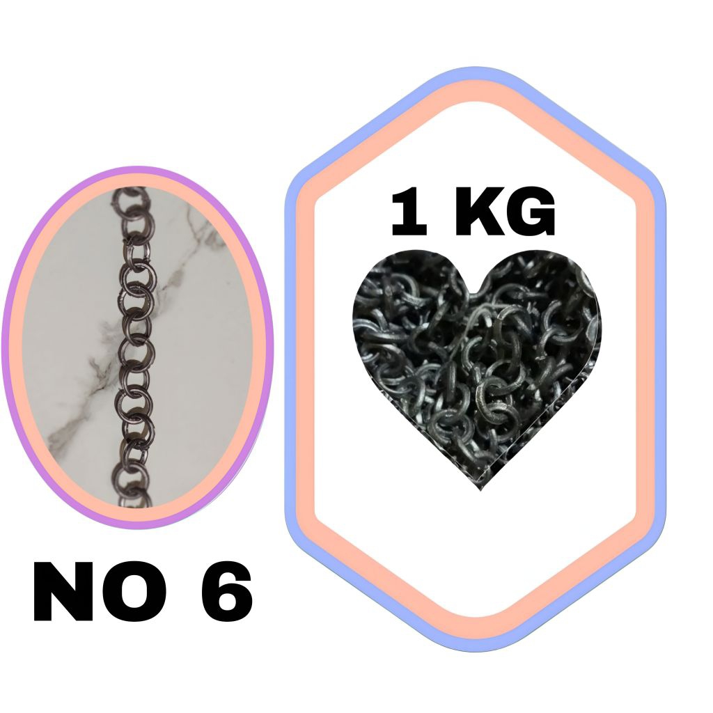 [ PAKET 1 KG ] Timah Rantai jalai no 6 diameter cincin 17,9mm ketebalan 3,0mm panjang 270cm