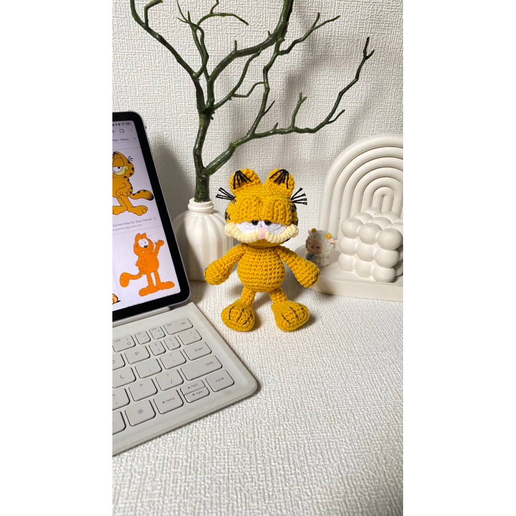 Amigurumi Garfield/ Boneka Garfield/ Garfield/ Gantungan kunci Garfield/ Garfield Rajut