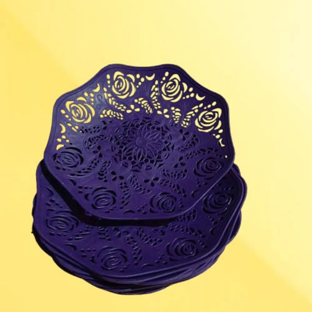 Piring Rotan Cantik Ungu - Piring Plastik - Piring Saji - Piring Serbaguna