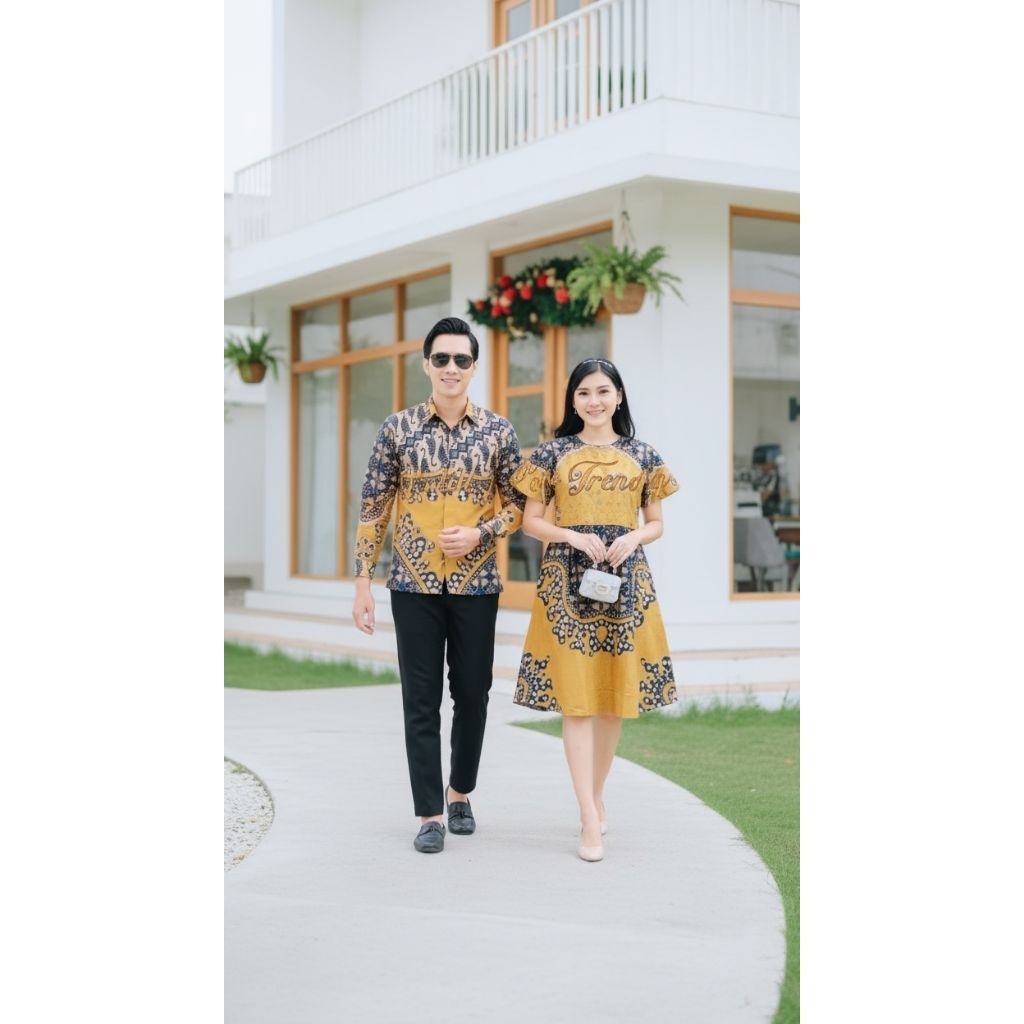 Batik Solo Trendy  - Batik Couple Sarimbit Alila Tampil Mewah Elegant / Tunik Batik Lapis furing kai
