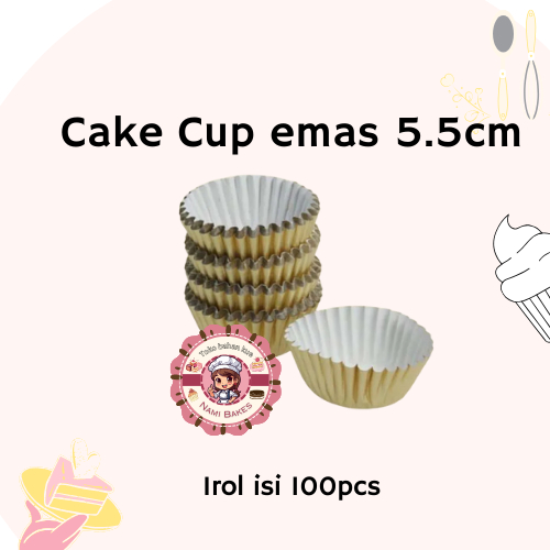(1000 pcs)Cake Cup Diva Emas 5.5cm | Paper Cake Cases cup 5.5 cm Alas Roti Kue Bolu Kertas DIVA 5.5 