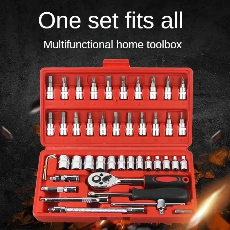 KUNCI SHOCK OBENG MOBIL MOTOR SET46 PCS TOOL BOX TERLENGKAP
