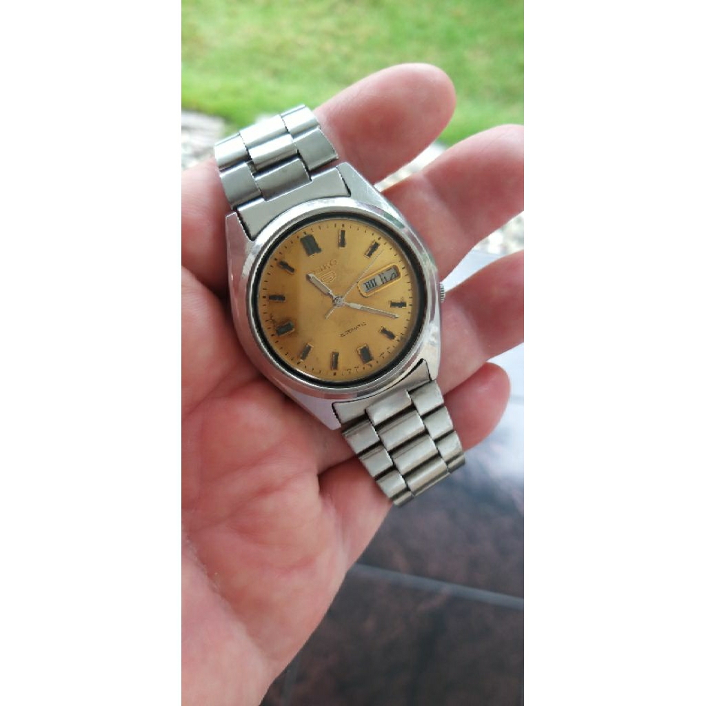 Jam tangan Seiko 5 Automatic // 7009// 1997/Yellow gold dial /Original 100% JDM/Unisex /Normal akura