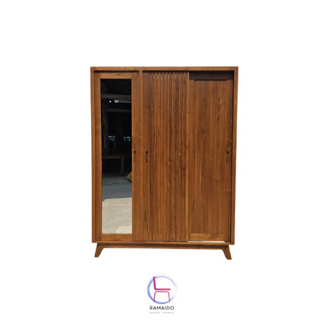 Lemari Minimalis Pintu Sliding kayu jati | Lemari Pakain kayu jati
