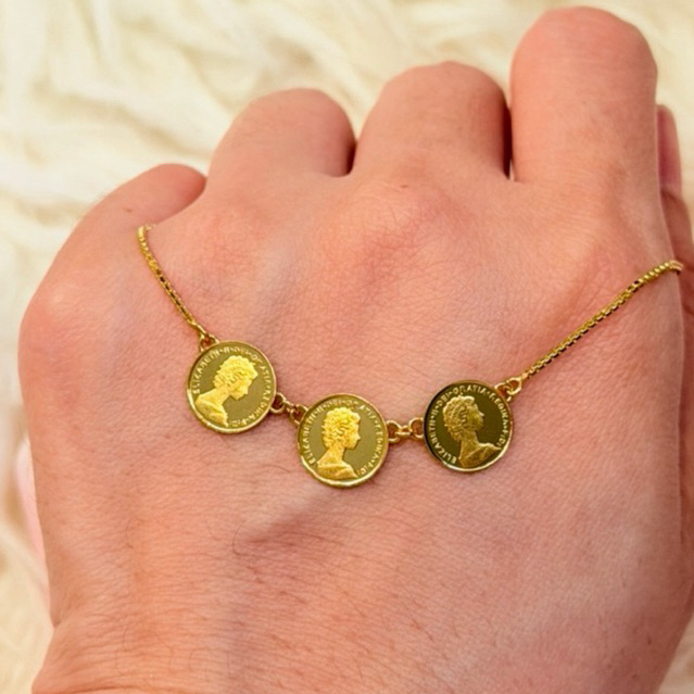 kalung alta triple koin simple elegant emas asli kadar 700