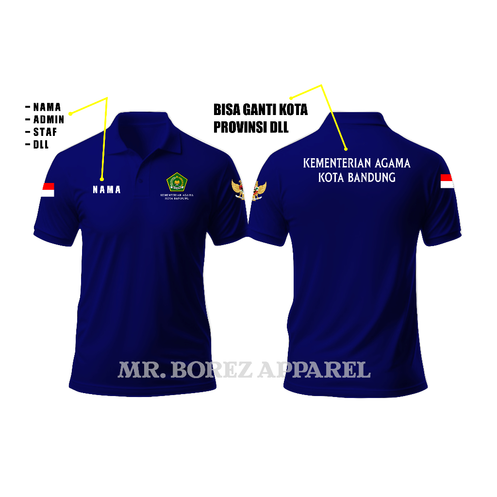 Kaos Polo Kementerian Agama Indonesia Lengan Pendek // Kaos Kerah Kemenag RI