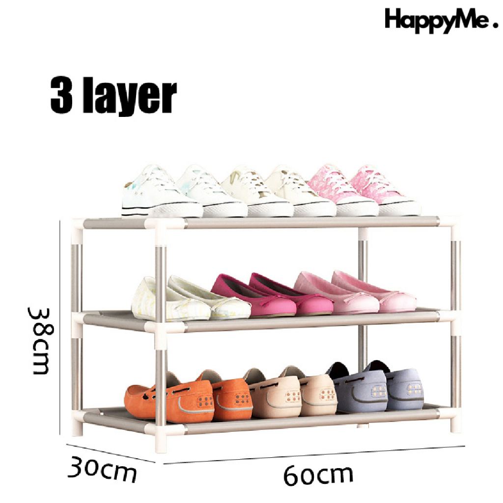 HappyMe - Rak Sepatu 3 Susun / Rak Sepatu Stainless Steel 3 Susun / Rak Sepatu Sandal 3 Susun