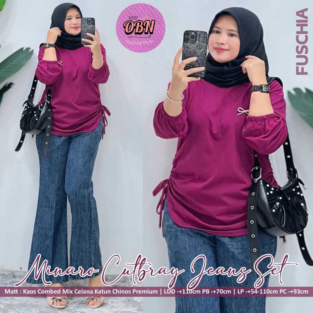 MINARO CUTBRAY JEANS SET BY OBN/ONE SET CELANA CUTBRAY ATASAN SERUT COMBAD BEST SELLER