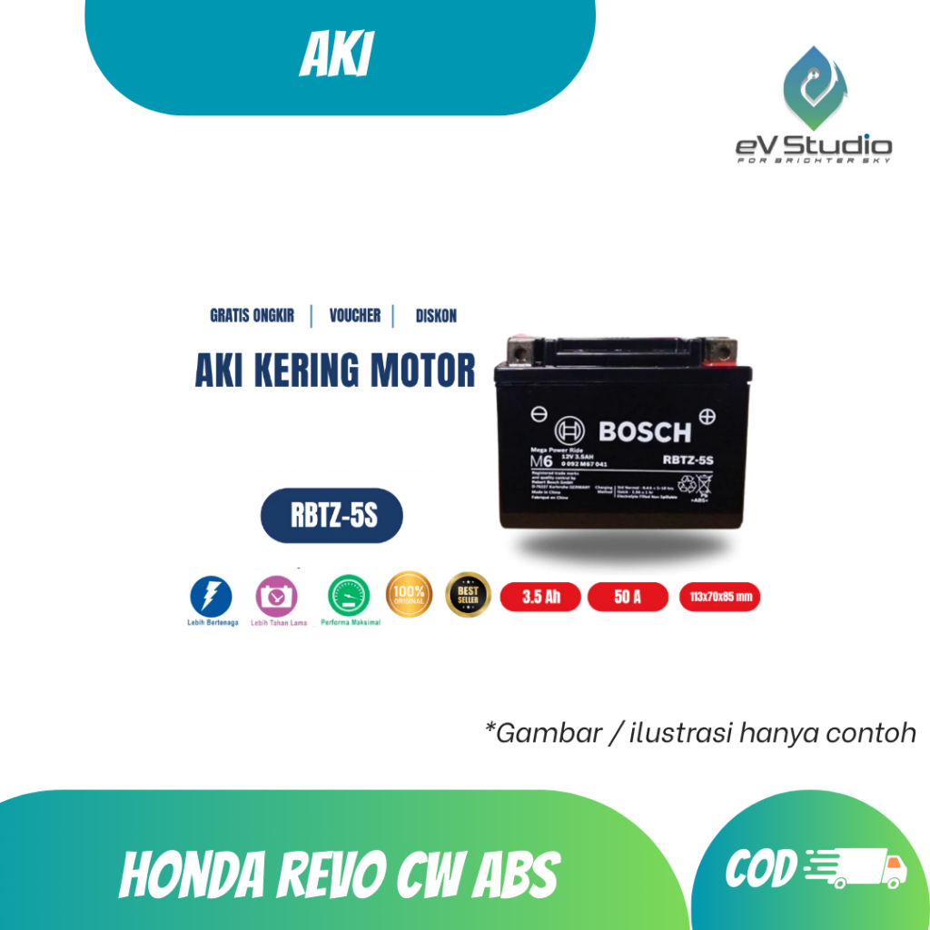 Bosch Aki Kering Motor Honda Revo CW DX ABS 2007-2010 - Maintenance Free - RBTZ-5S