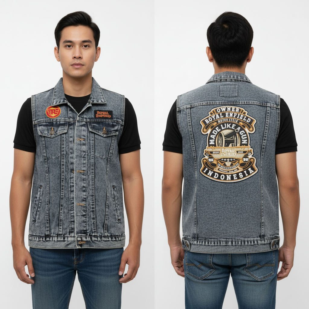 Vest Pria/Rompi royal enfield/rompi jeans/rompi anak motor/Vest Denim