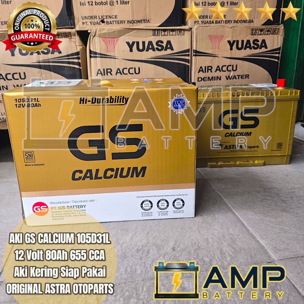 GS Astra Calcium 105D31L Aki Mobil 12V 80Ah 800CCA