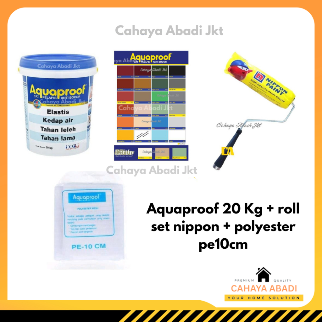 AQUAPROOF ABU 20KG + ROLL KUAS NIPPON + POLYESTER MESH PE10