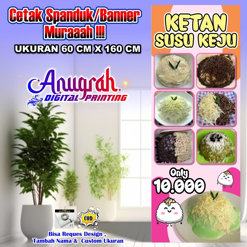 Spanduk Banner Ketan Susu Keju Ukuran 60 cm x 160 cm