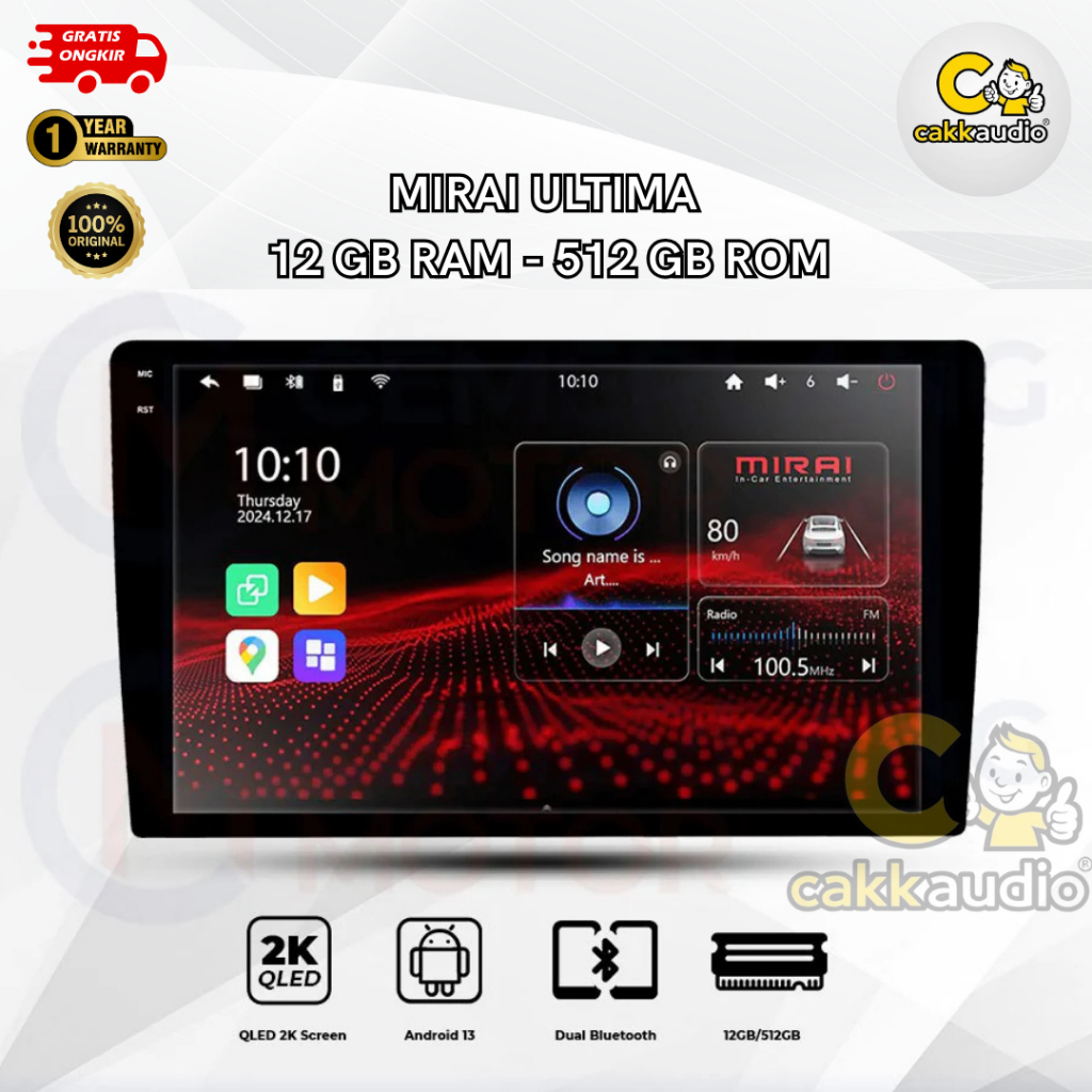 Head Unit Android Mobil Mirai Ultima | 9 Inch/ 10.1 Inch | 12GB RAM + 512GB ROM