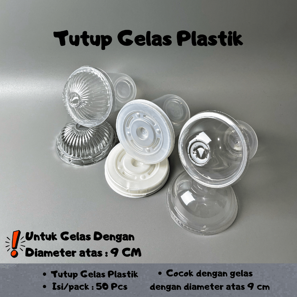 Tutup Gelas Plastik 50 Pcs / Tutup Gelas Oz / Tutup Gelas Diameter 9 cm / Anti Pecah