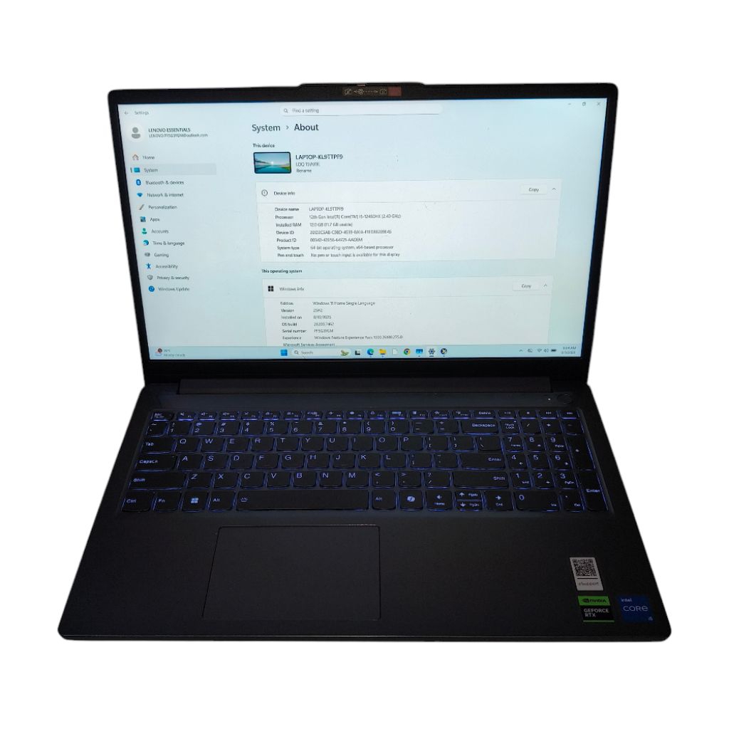 Lenovo LOQ 151AX9E Intel Core i5-12450HX Ram 12Gb SSD 512Gb Nvidia Geforce RTX3050 6Gb 15.6 inch 83L