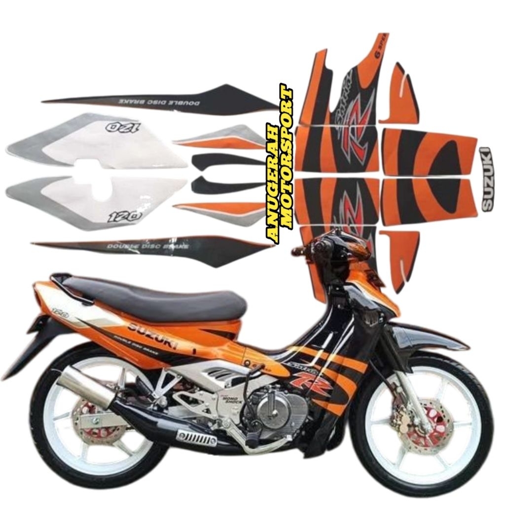 striping stiker lis satria R lumba hitam orange 2003