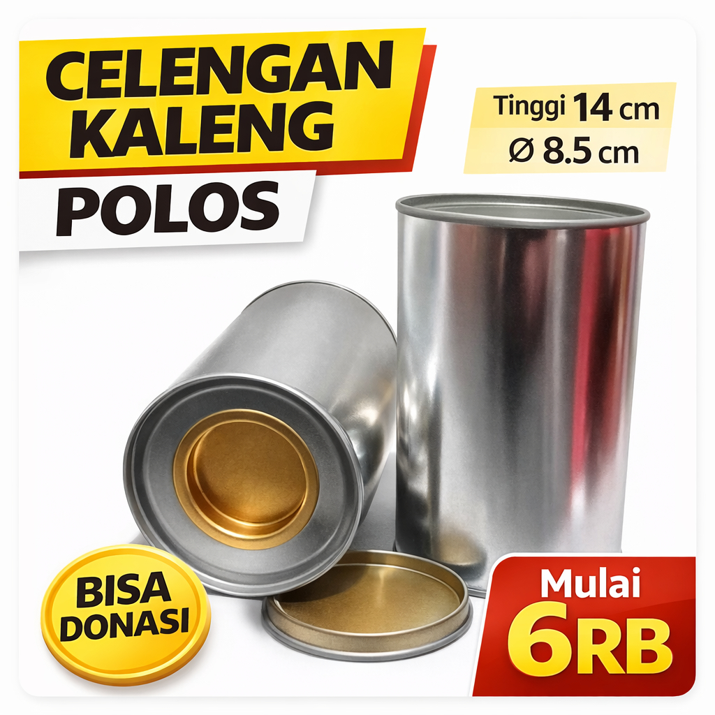 Celengan kaleng Polos (buka tutup bagian bawah)