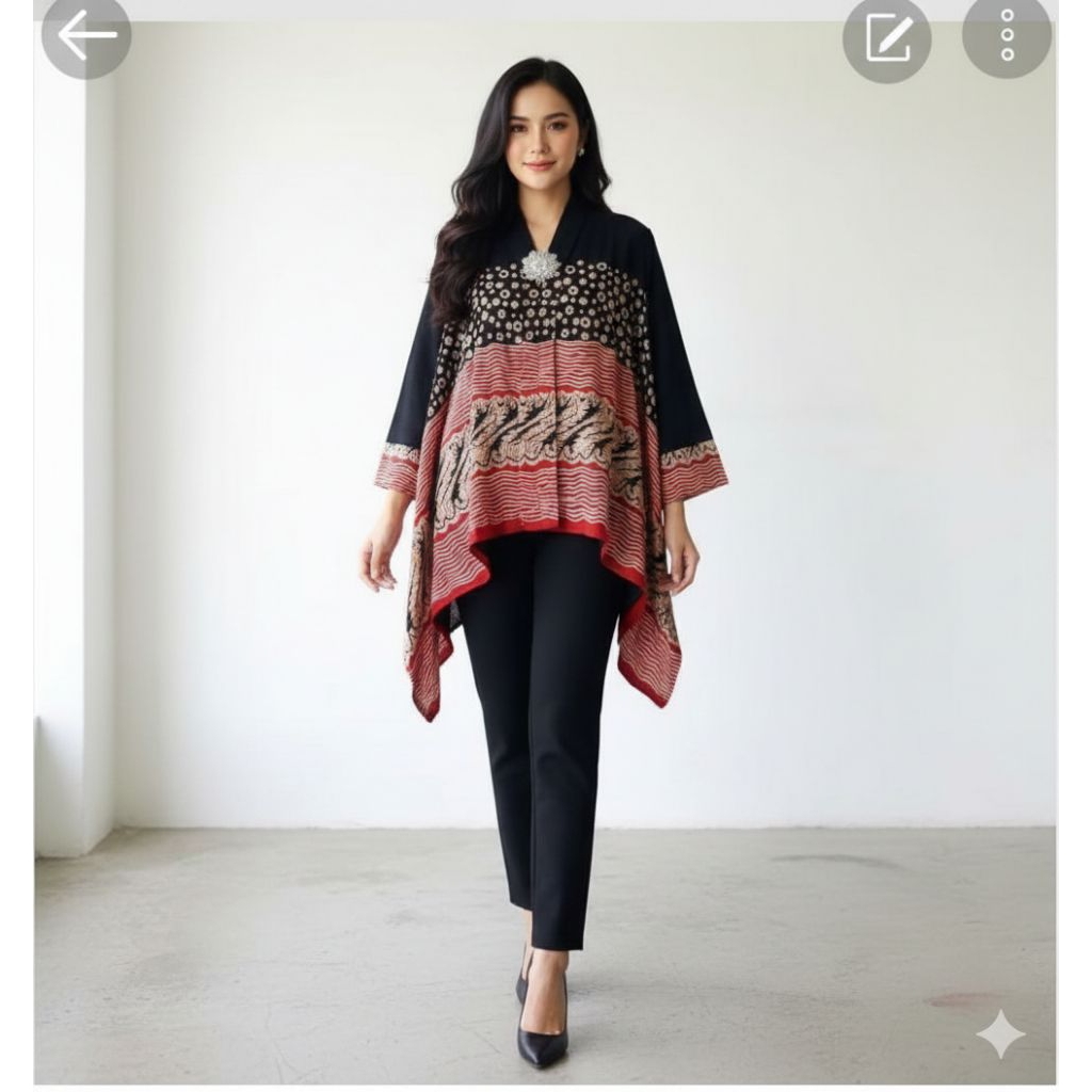 Blouse Batik Wanita Solo Bahan Paris Model kelelawar Cocok Untuk Kerja Kondangan Acara Formal Maupun