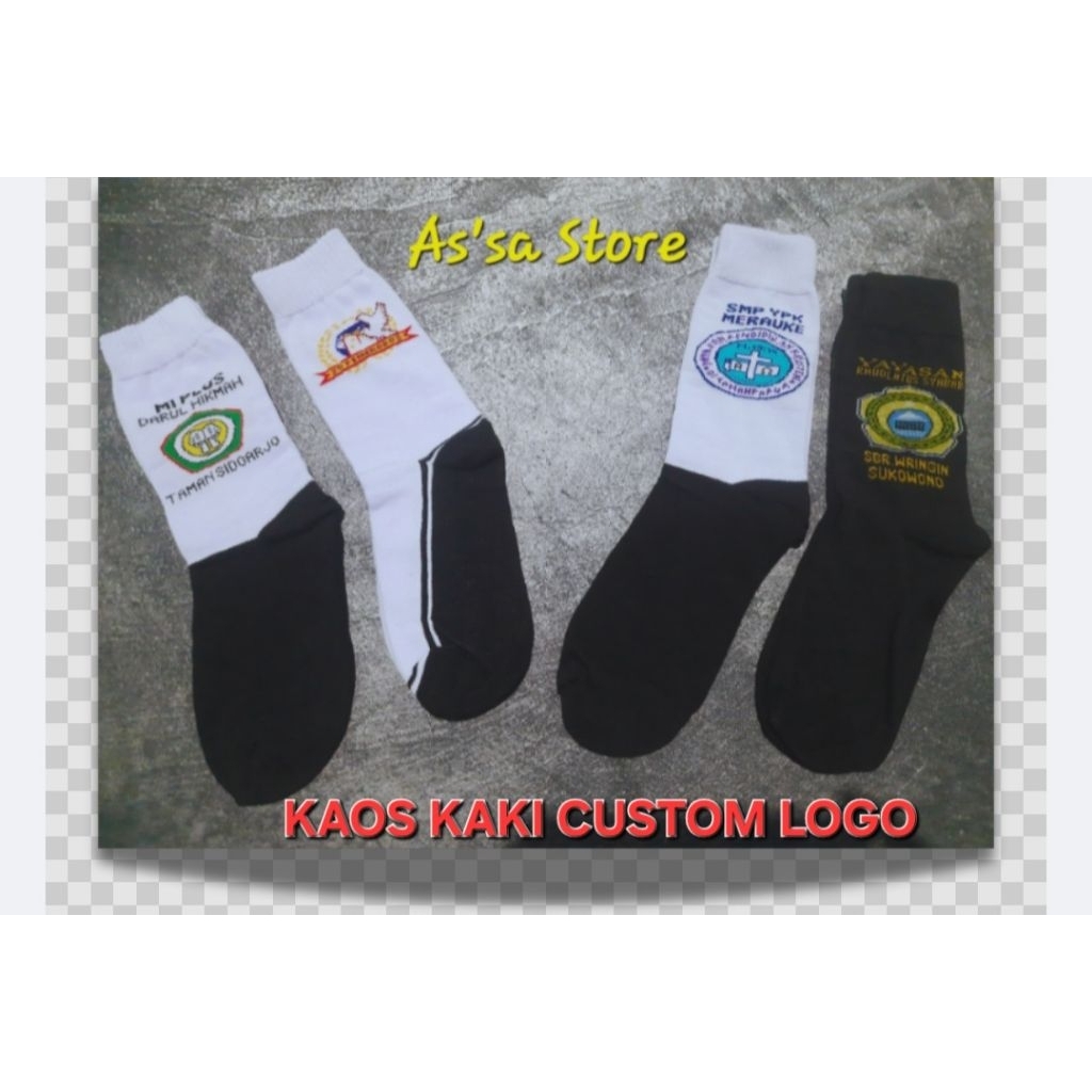 kaos kaki logo sekolah rajut/bordir custom murah