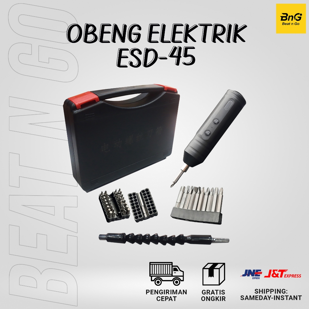 Obeng Elektrik Set Komplit Mini ESD 45 - Obeng Otomatis Bisa Di Cas Terdapat Indikator Baterai