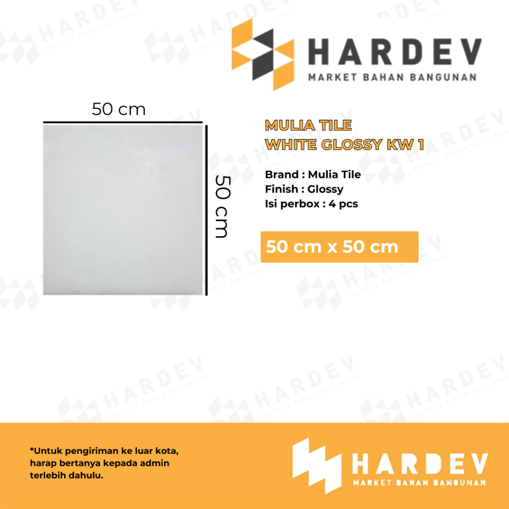 KERAMIK MULIA WHITE 50X50 GLOSSY KW 1 - KERAMIK LANTAI