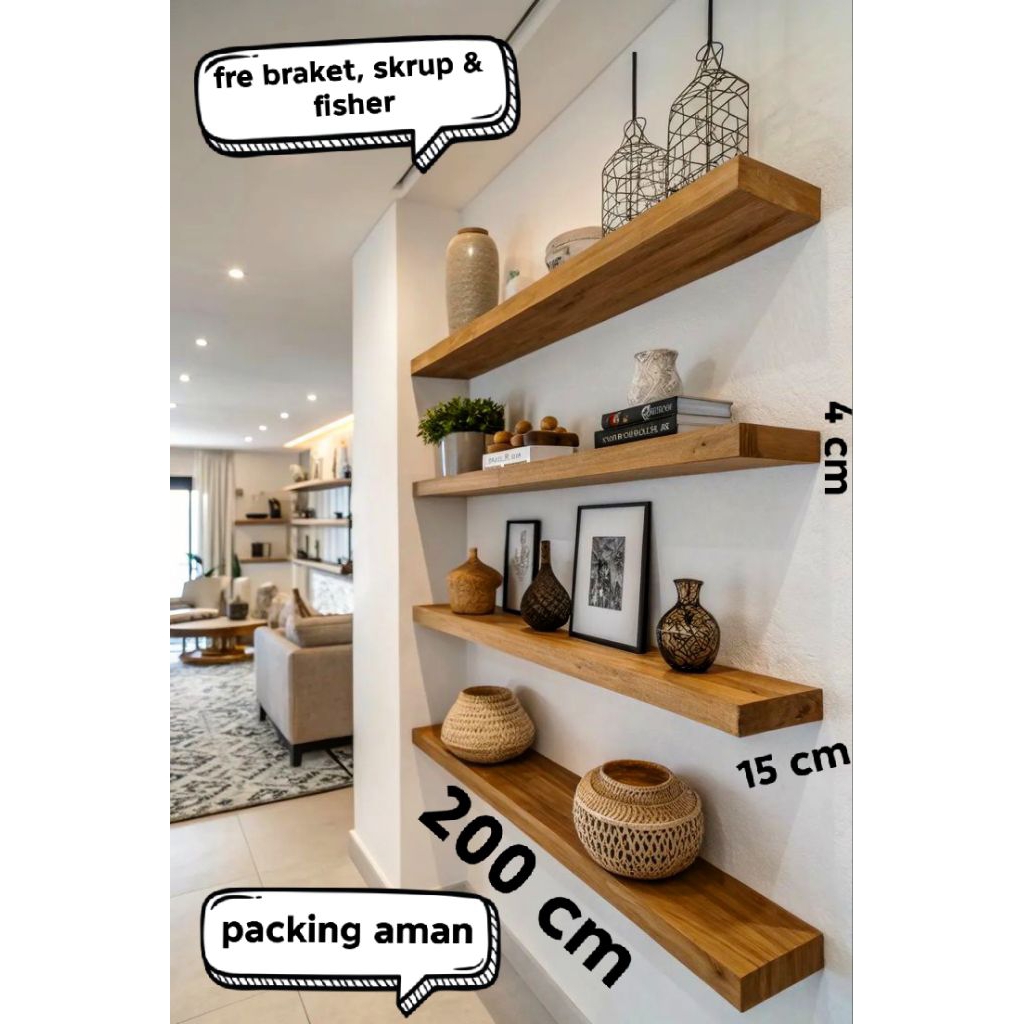 RAK AMBALAN DINDING + SIKU AMBALAN DINDING SIKU L PLAT BESI ukuran 200x15x4cm