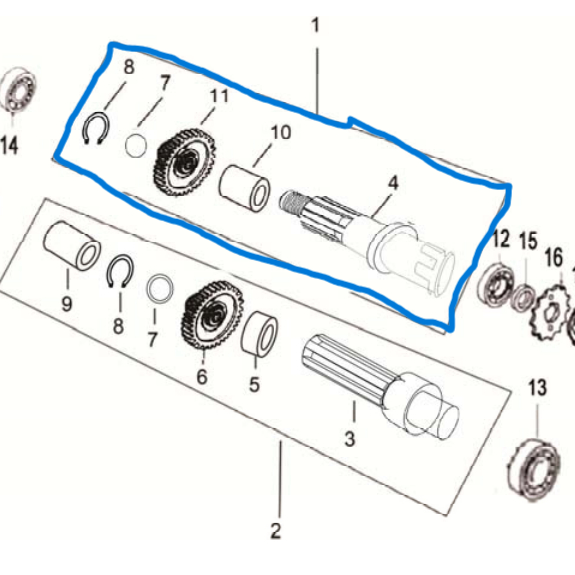 Countershaft Assy Transmission Motor Roda 2 Viar Trail Cross X 70cc