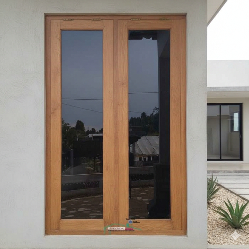 Set Kusen Jendela Kayu Kamper + Daun Jendela + Kaca 5 mm