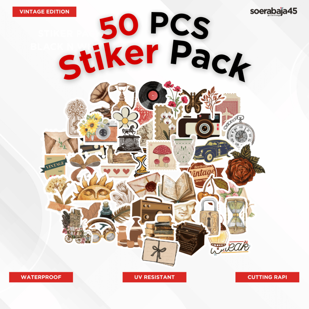 Stiker Pack Vintage Retro Aesthetic Waterproof untuk Laptop, Case HP, Buku, dan Alat tulis