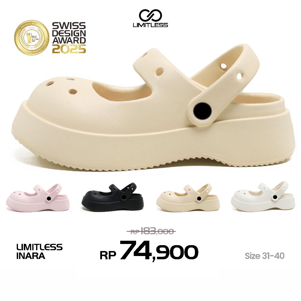 LIMITLESS Sandal Slop Anak Cewe INARA Terbaru 2026 Sepatu Sendal Selop Anak Cewek Lucu Size 31 - 40