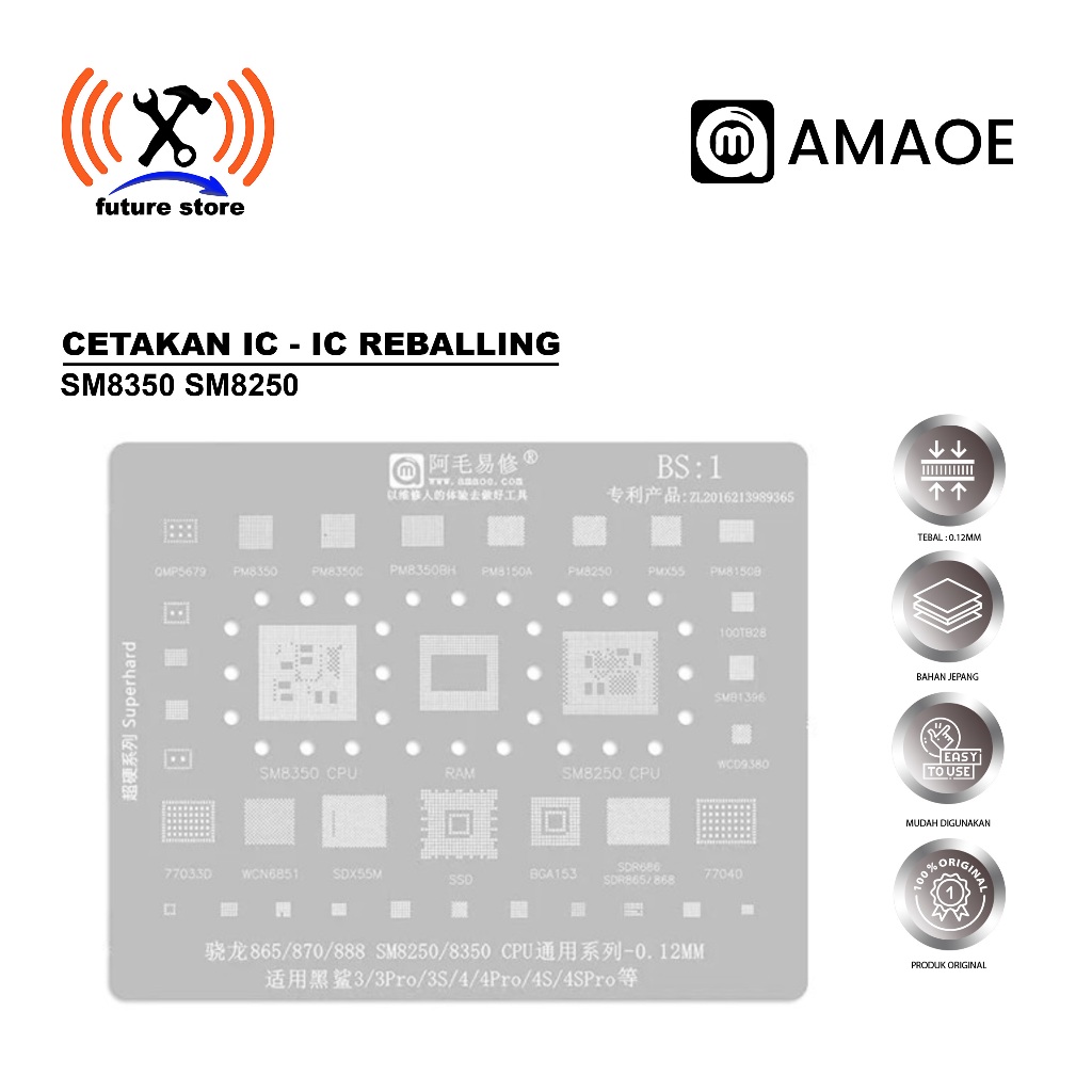 Amaoe BS 1 Cetakan IC BGA Reballing Stencil For Xiaomi Black Shark 3/3S/4/4S Pro SM8350 SM8250 CPU T