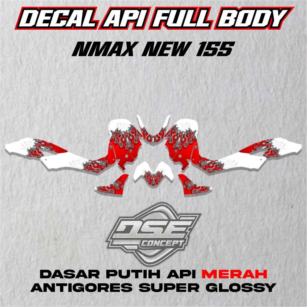 DECAL FULL BODY NMAX NEW 155 DECAL MOTOR MOTIF API ( YAMAHA NMAX NEW 155 )