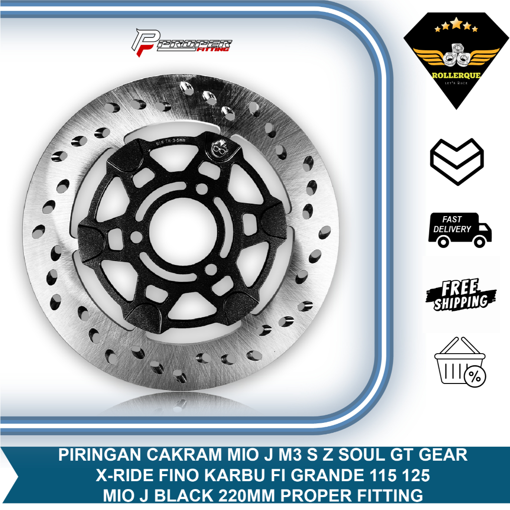 Piringan Cakram Disk Brake Floating 220mm Mio J M3 S Z Soul GT Fino 115 125 Karbu Fi Grande Black Hi