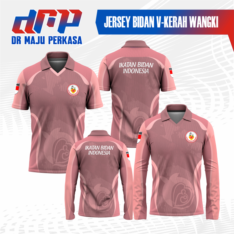 DRMP Jersey Bidan V Kerah Full Printing Kaos Sport IBI Pria Wanita Premium