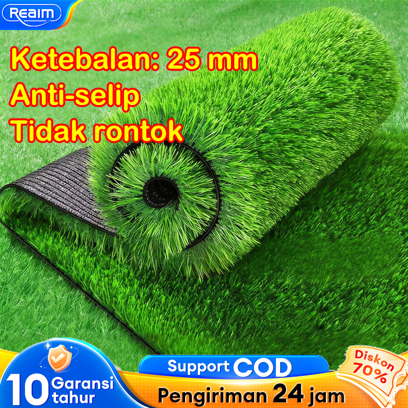 Rumput Sintetis Lebar 2M Rumput buatan​​ Tahan Air Anti UV Rumput Sintetis Meteran Outdoor