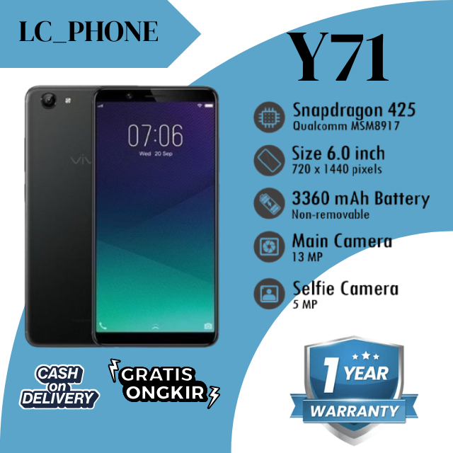 HP VIVO Y71 RAM 6/128GB 4G Android Smartphone GARANSI