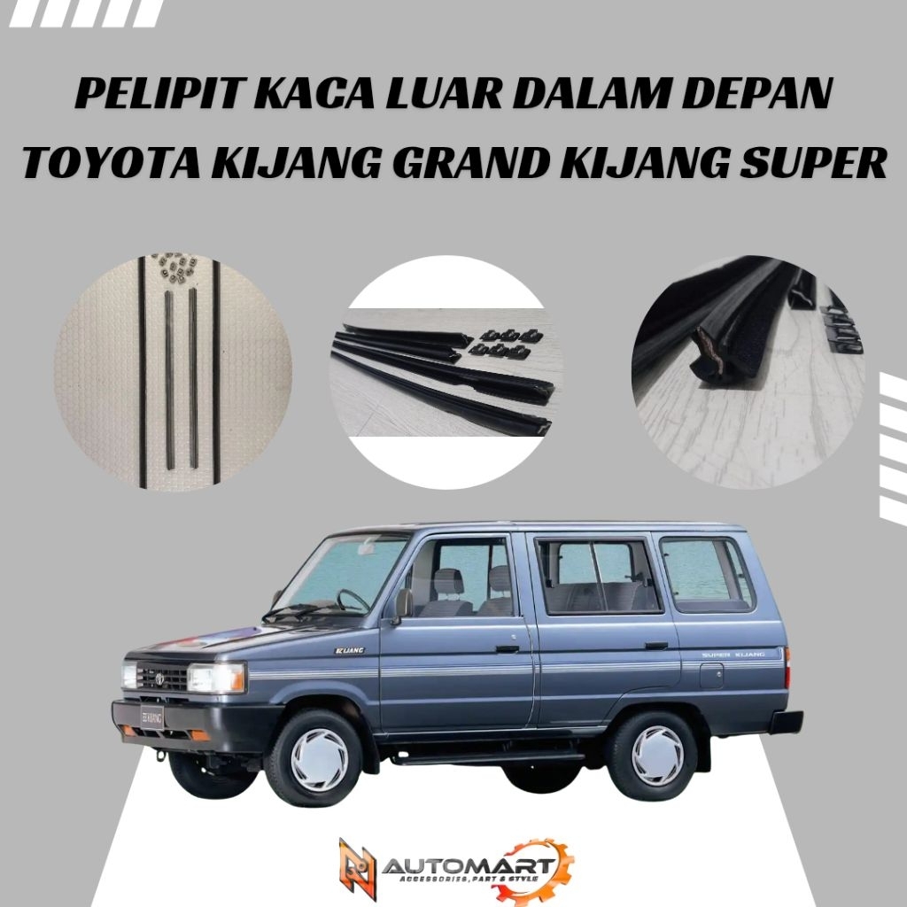 Pelipit Kaca Luar & Dalam Depan Set Toyota Kijang Grand / Kijang Super | Karet Kaca Pintu Depan | An