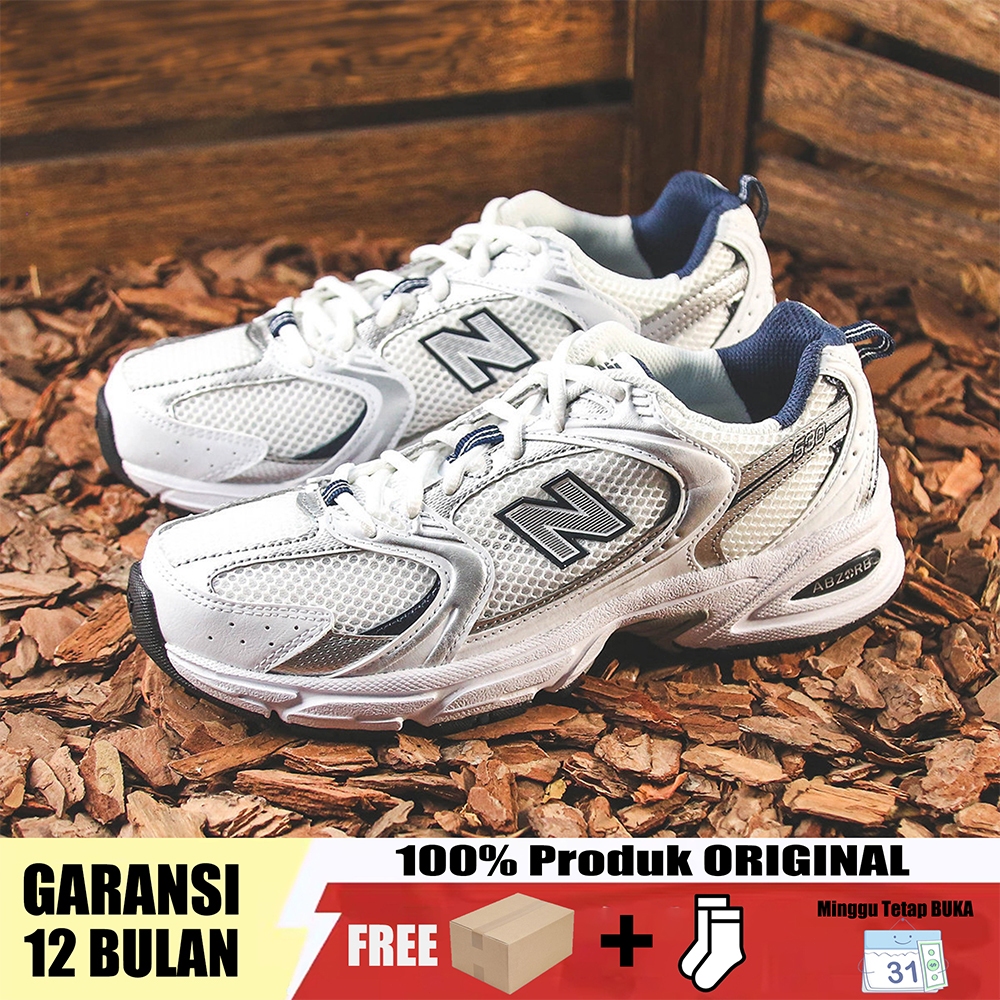 NB530 MR530SG Sepatu Running Retro Old School Putih Silver Pria Wanita Casual Sporty