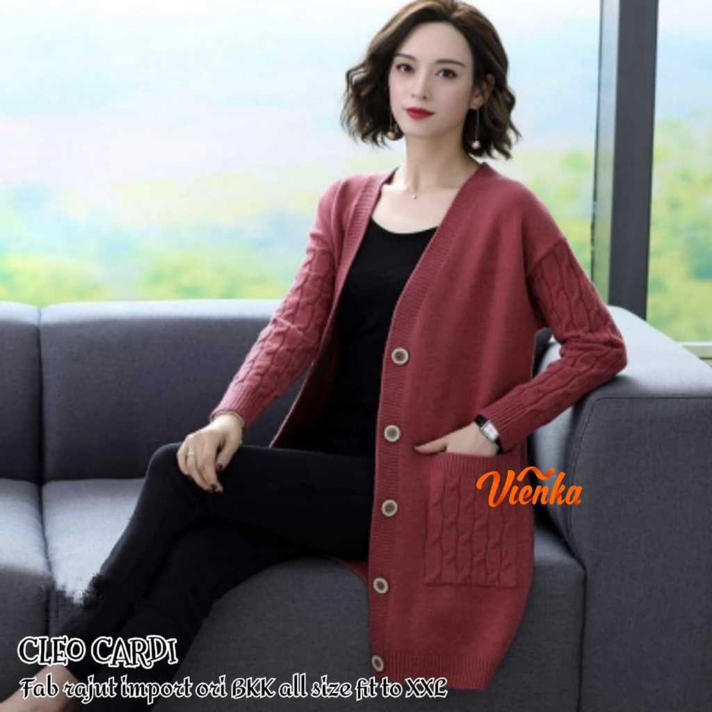 CARDIGAN RAJUT WANITA JUMBO SIZE XXL KANCING AKTIF MOTIF TERBARU PAKAIAN WANITA KNITWEAR KEKINIAN