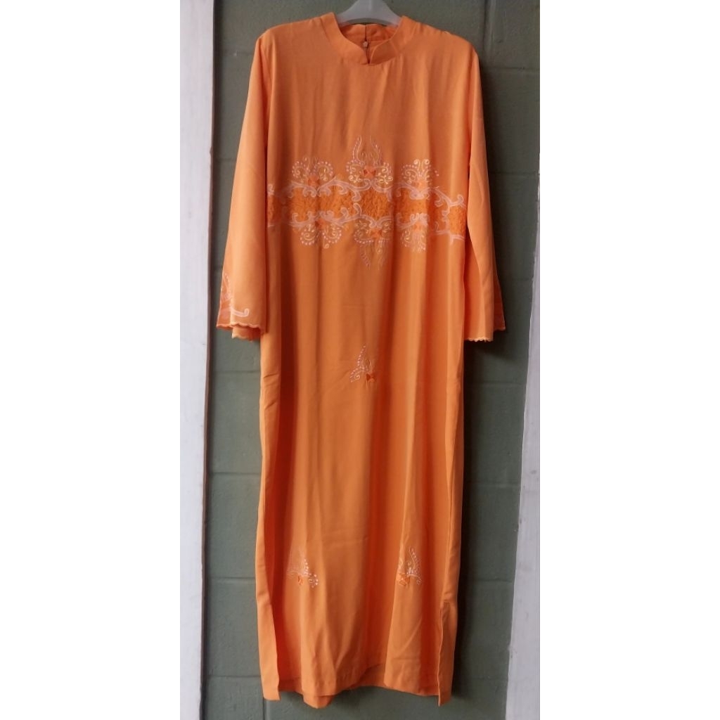 gamis wanita katun lembut mewah orange preloved
