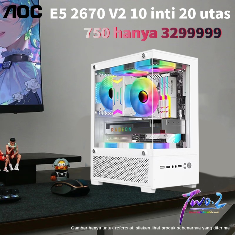 AOC PC Intel 12 Core Pc gaming full set desktop komputer kantor, mesin perakitan desain, mendukung W