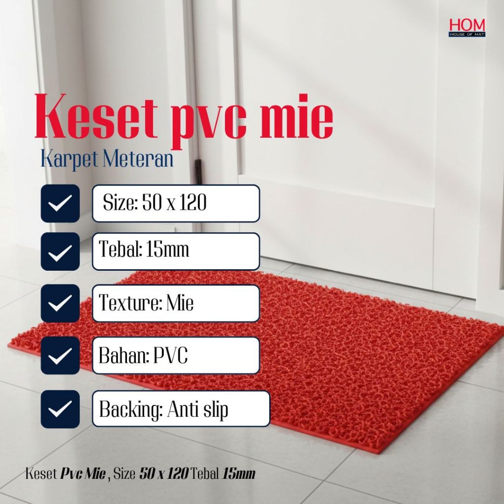 KARPET MIE PVC / Keset Meteran / KARPET BIHUN / KARPET MIE 100 x 120