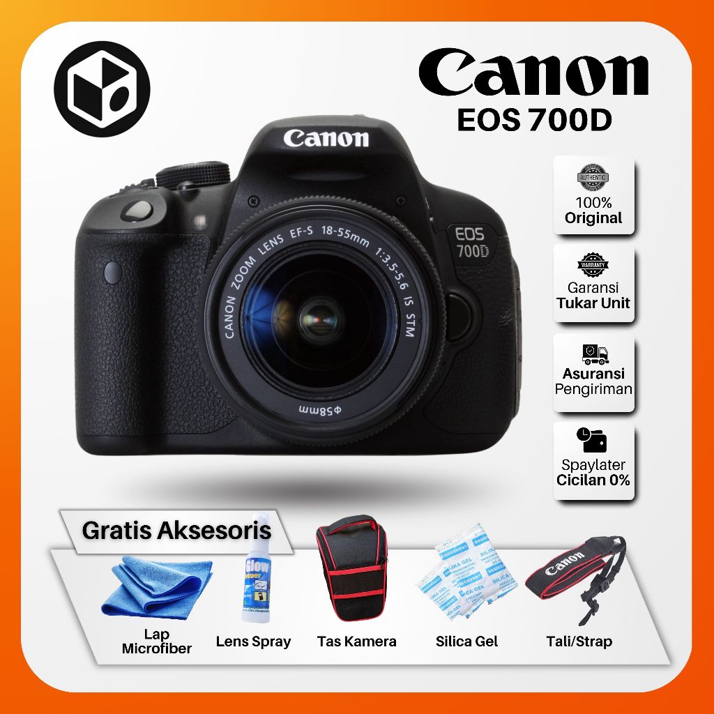Canon 700D Kit STM Mulus - DSLR Layar sentuh LCD Flip - setara 600D 650D 750D Bergaransi Bekas Secon