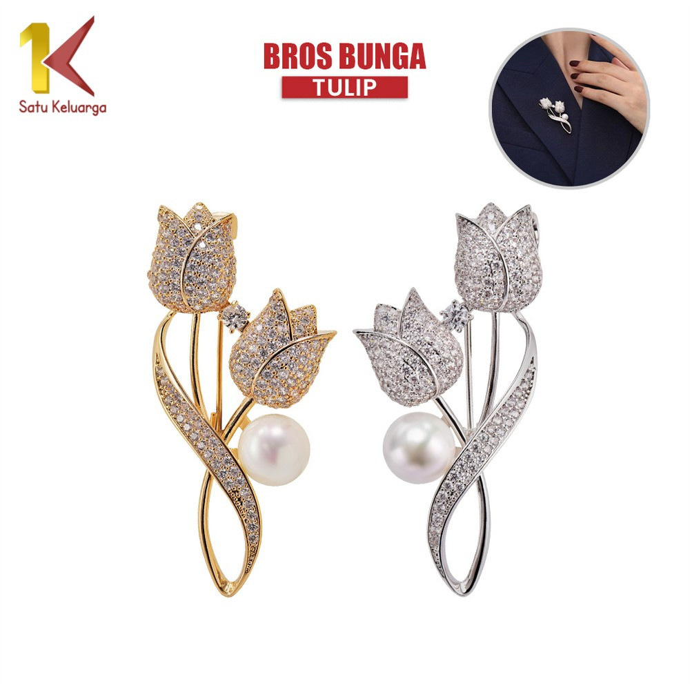 EC Satu Keluarga Bros Cantik Elegan Motif Bunga Tulip C1325 Pin Tulip Bros Jas Blazer Wanita Pria