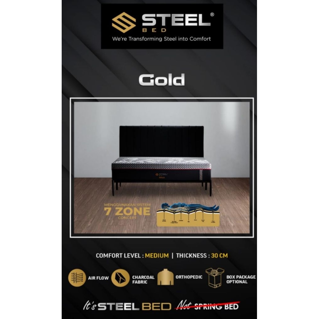 Kasur Steel bed gold in the box